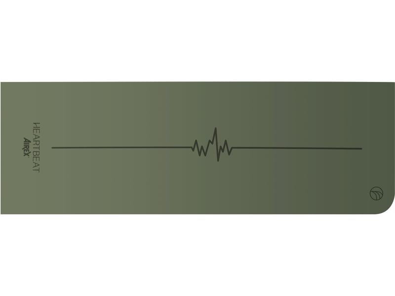 Airex Heartbeat Olive, non-slip yoga mat made from recycled PU, for yoga and Pilates