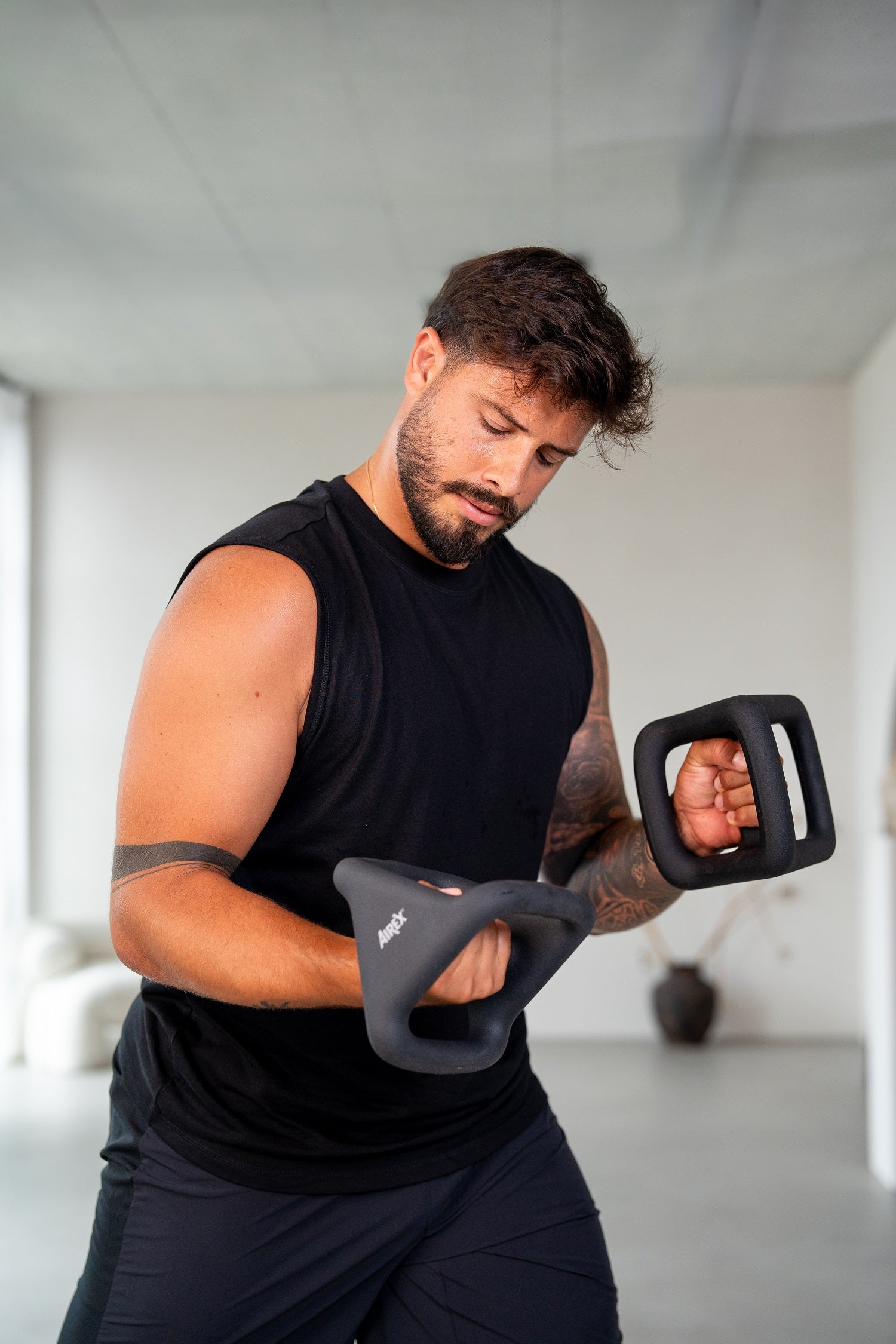 Airex Heartbeat Push-Up Bars, Black, Strength Training Handles, for Functional Training and Rehabilitation