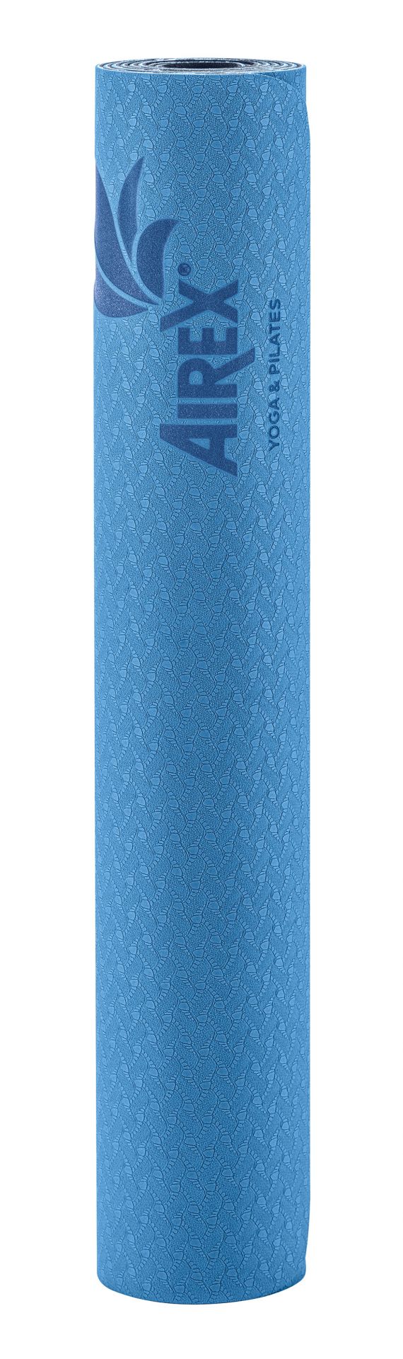 Tapis de yoga Airex Yoga Eco Pro bleu, enroulé, tapis d'entraînement antidérapant pour le yoga et le Pilates