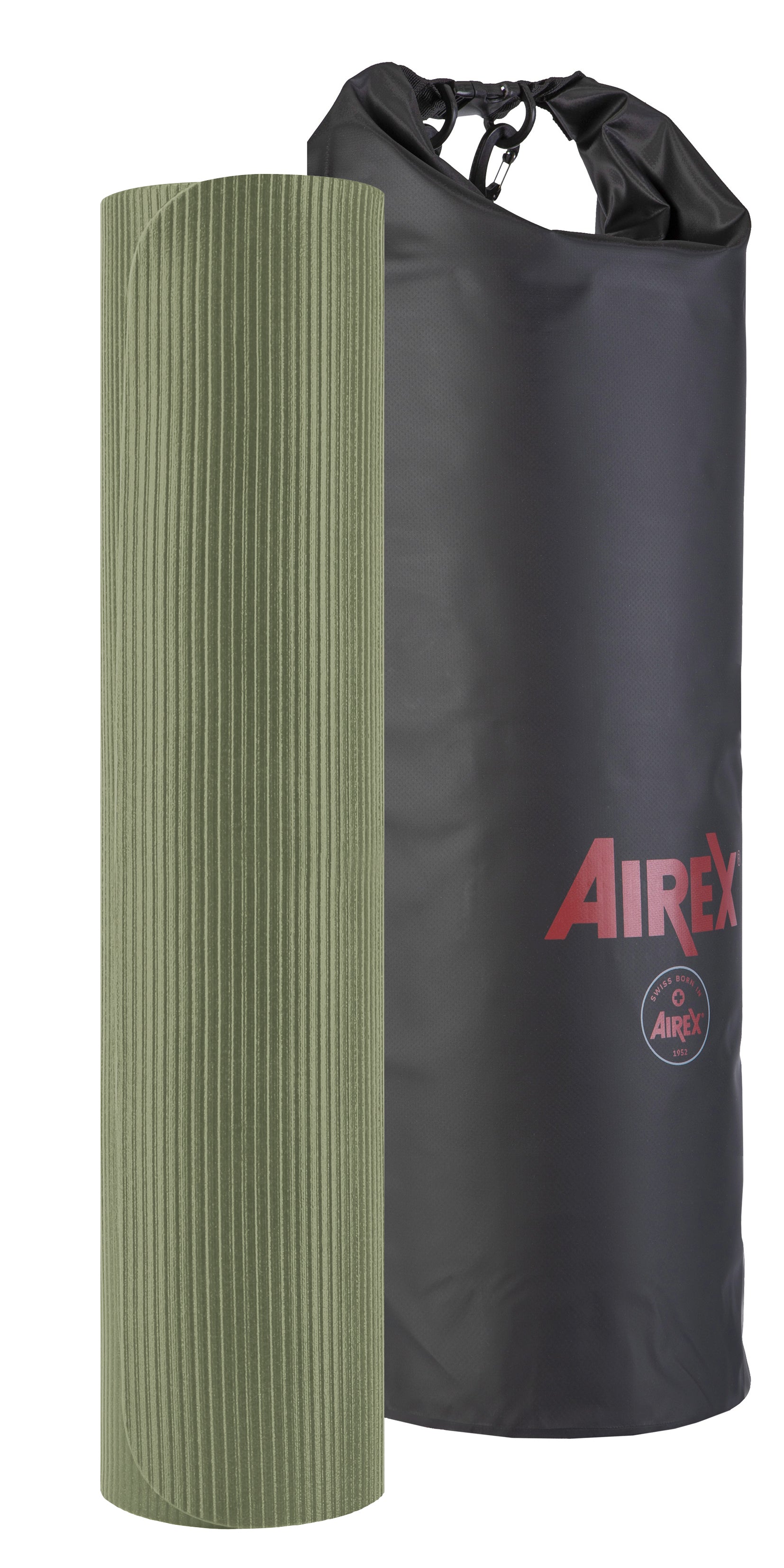 Airex Heritage Olive (includes dry bag), exercise mat with carrying bag, for Pilates and yoga